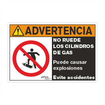 ADVERTENCIA NO RUEDE LOS CILINDROS DE GAS