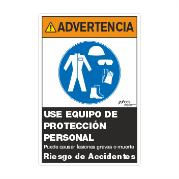 ADVERTENCIA USE EQUIPO DE PROTECCION PERSONAL